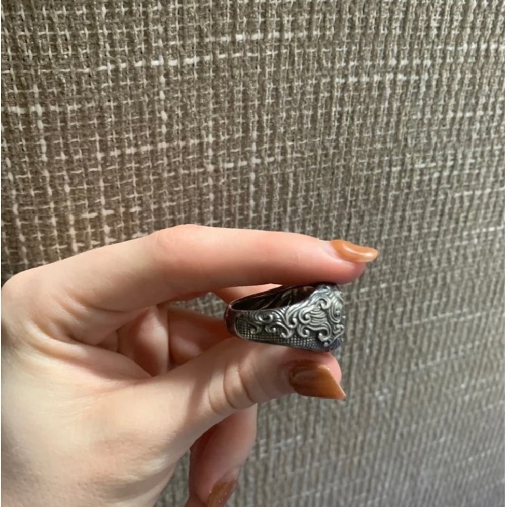 Mens David yurman Ring With Black Diamonds Size 9 and a Half